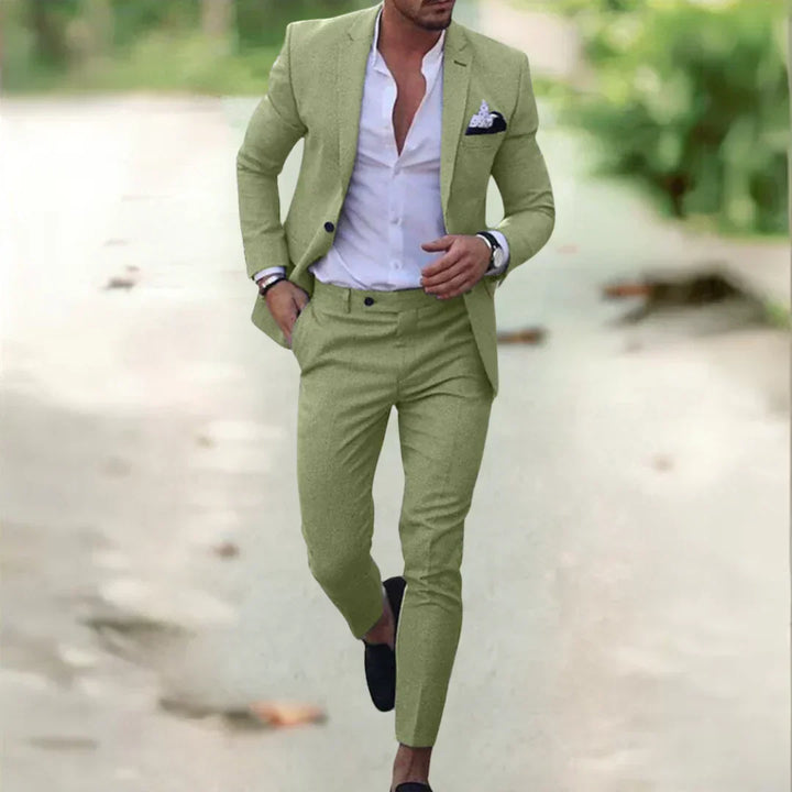 Smart Casual Herrenanzug im Slim Fit Design, geeignet für Sommer & entspannte Events. Eleganter Freizeit-Look.