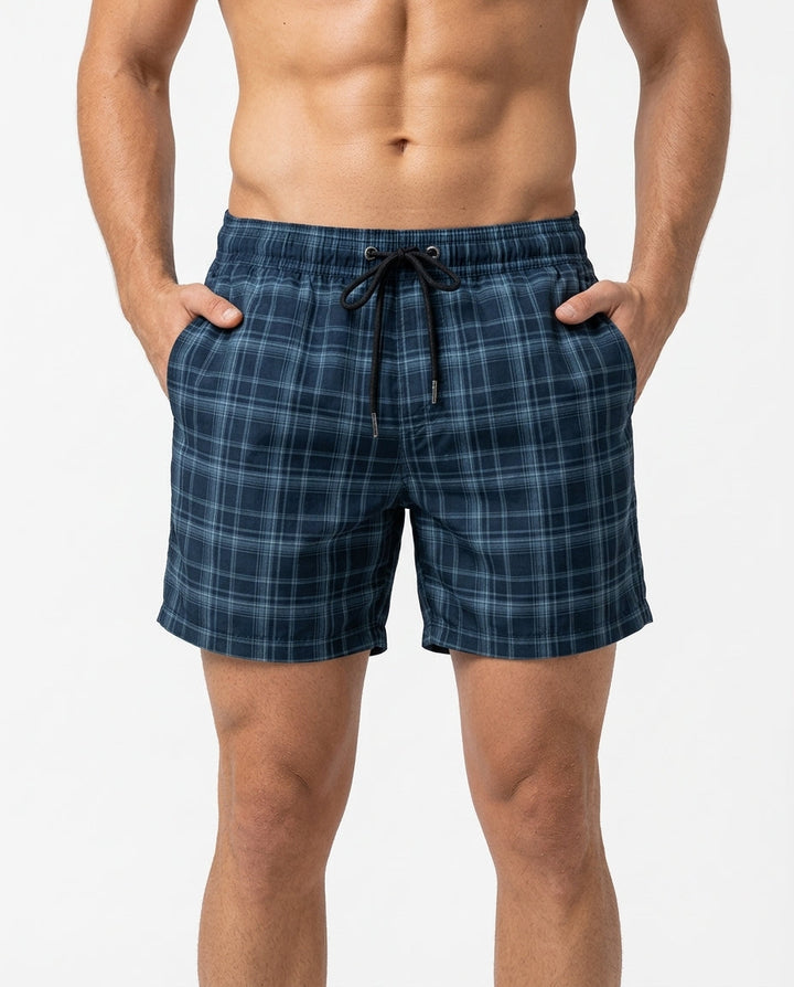 Herren Karotten-Shorts, schnelltrocknend & kariert. Perfekt für Strand, Sommerurlaub & Freizeit.