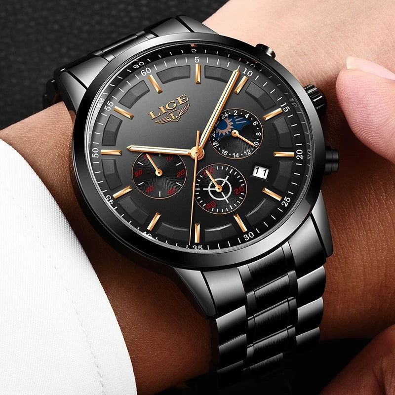 Robuste Herren Militär Armbanduhr in Schwarz, präzises Quarzwerk, ideal für Outdoor-Abenteuer und Sport.