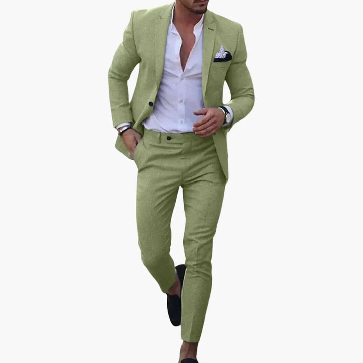 Sommerlicher Herrenanzug Slim Fit. Dieser Zweiteiler ist der perfekte Business-Anzug & Hochzeitsanzug für Männer.