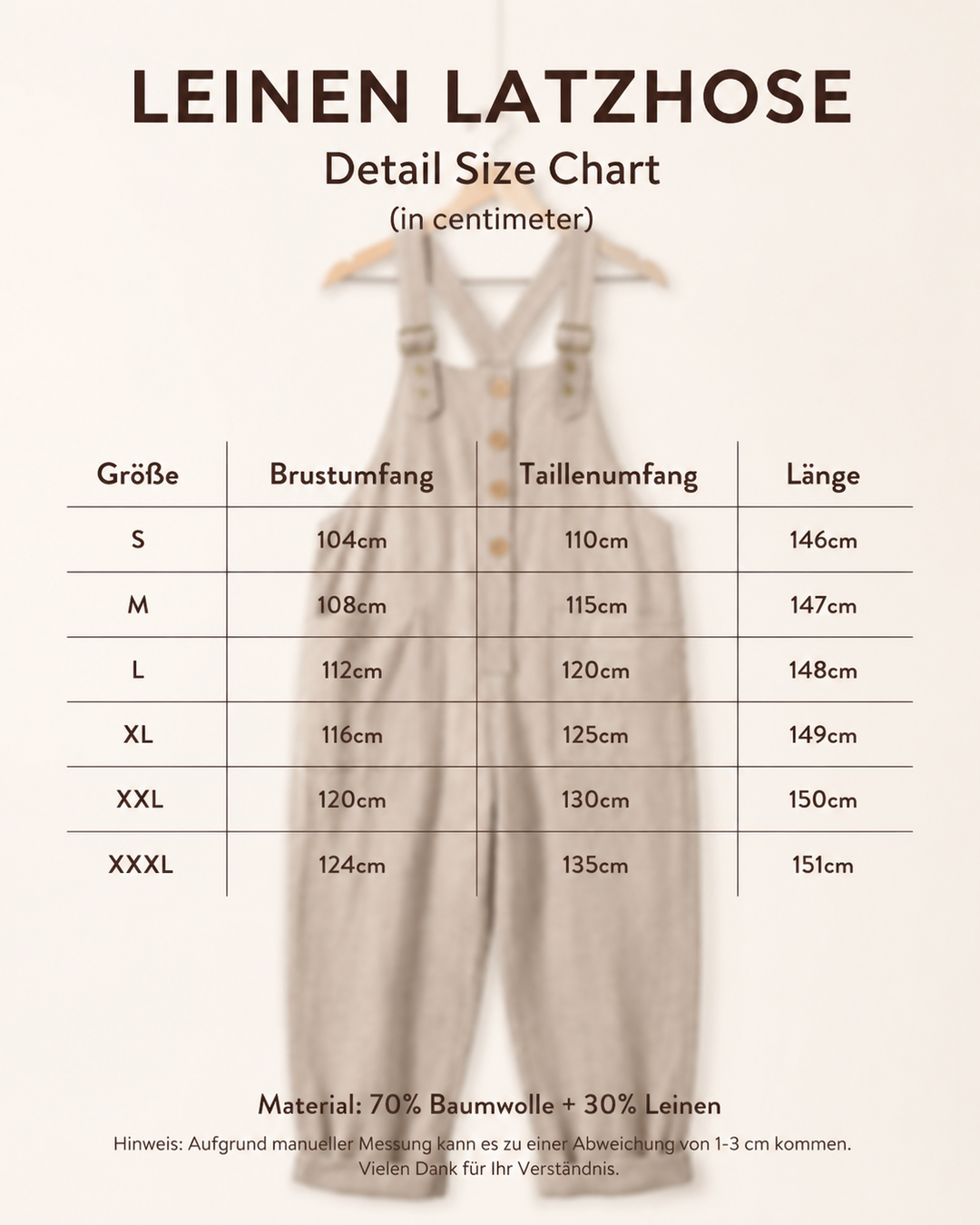 Vielseitige Damen Latzhose, geeignet als bequemer Jumpsuit für Freizeit & Alltag.