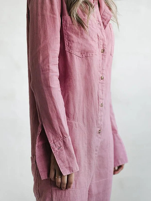 Ganzkörperansicht des Damen Jumpsuits Sydney. Moderner Langärmeliger Jumpsuit für Komfort & Stil.
