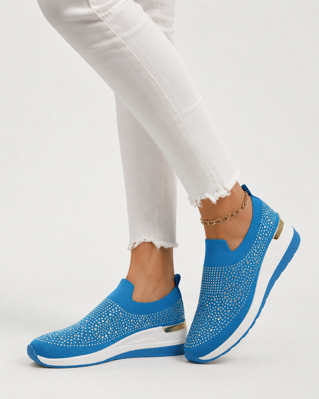 Bequeme & leichte Damen Strass Casual Sneaker für maximalen Tragekomfort im Alltag. Atmungsaktive Freizeitschuhe.