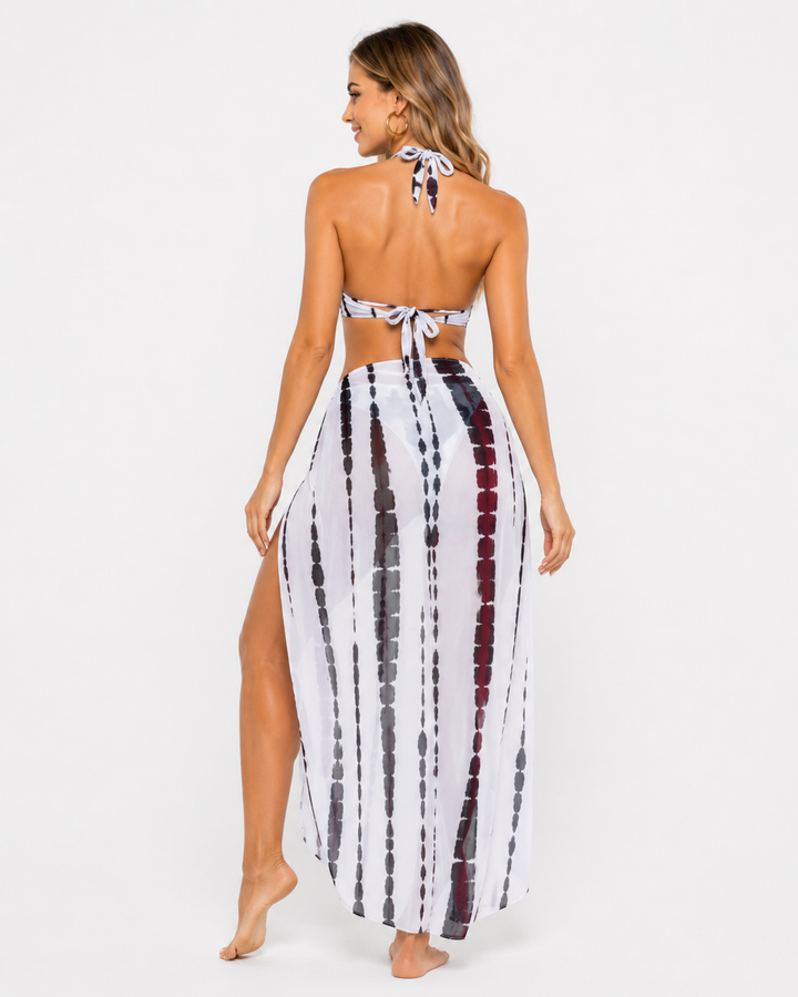 Eleganter Damen Neckholder-Badeanzug im Strandkleid-Stil mit Cut-out Design. Perfekt für Poolparty & Sommer.