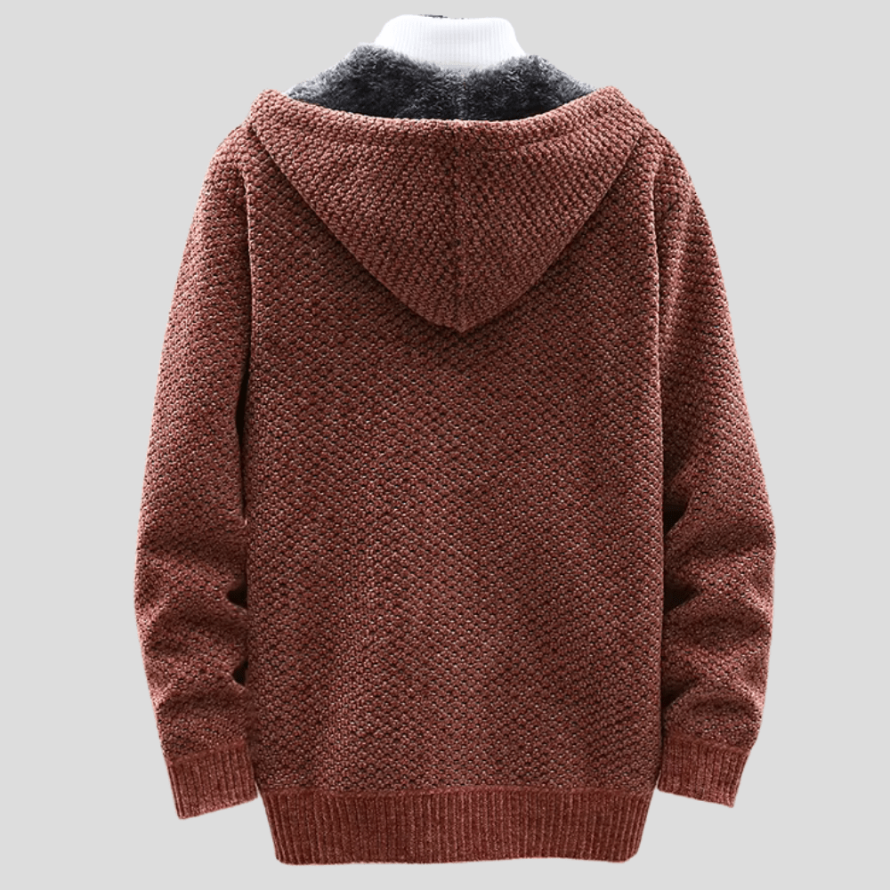 Eleganter Herren Strick-Hoodie, warmer Kapuzenpullover für stilvolle Herren Mode. Komfortabel und vielseitig.
