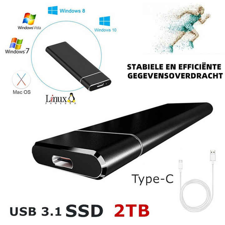 Tragbare externe Festplatte für schnelle Datenübertragung. Kompaktes digitales Zubehör mit USB-C.
