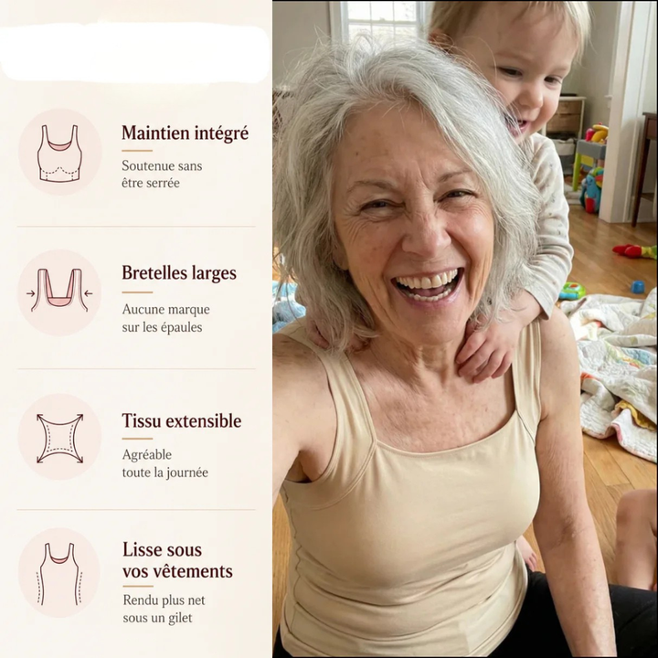 Sportliches Damen Tanktop mit integriertem BH, ideal für leichte Aktivitäten und Freizeit.