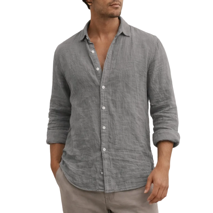 Herren Sommer Hemd mit offenem Kragen und gerader Passform. Modernes Casual-Hemd für Freizeit und Urlaub.