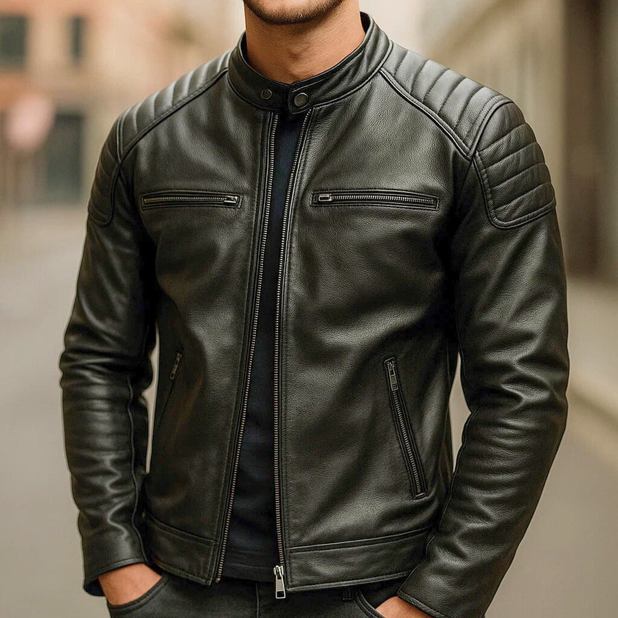 Robuste Herren Lederjacke, strapazierfähig & langlebig, perfekt für Outdoor-Abenteuer & Alltag.