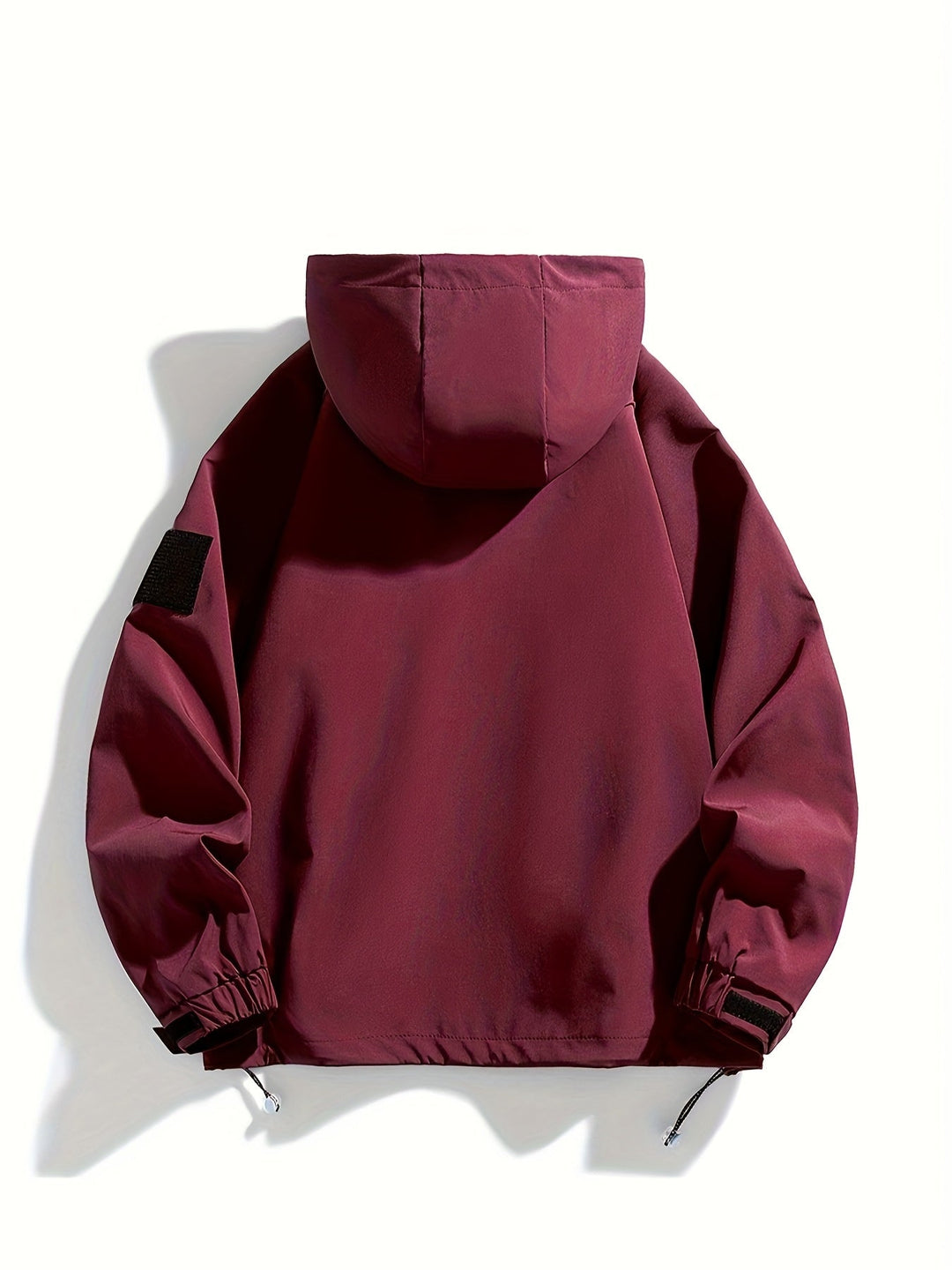 Rückansicht der schwarzen Unisex Kapuzenjacke. Robuste Outdoor- & Freizeitjacke für Herren & Damen, ideal für Sport.