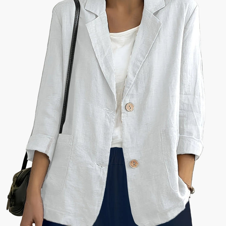 Moderner Damen Blazer mit 3/4 Ärmeln; perfekte Freizeit Jacke für elegante Frühling/Sommer-Looks.