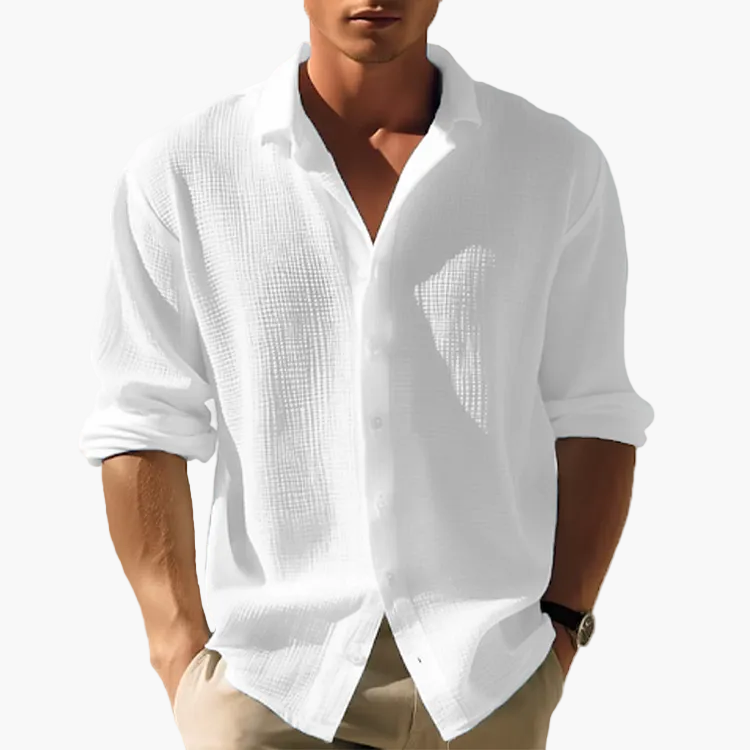 Lässiges Herren Langarmhemd mit lockerer Passform, perfekt als stilvolles Freizeithemd für Herrenmode.