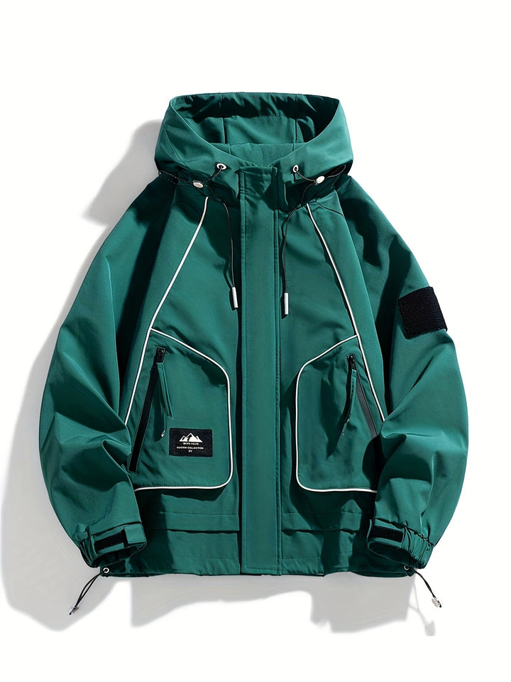 Unisex Kapuzenjacke, robust, schwarz. Reißverschluss, Kapuze. Vielseitige Outdoor- & Freizeitjacke für Herbst & Winter.
