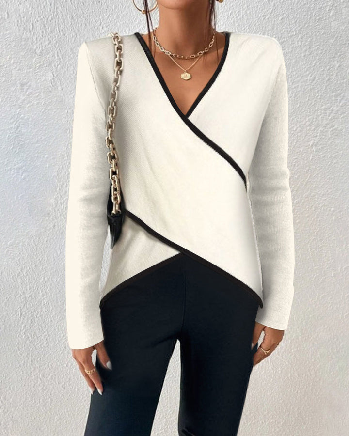 Komfortabler Damen Pullover, elegant, mit V-Ausschnitt und Wickel-Design. Perfekt für stilvolle Damenmode.