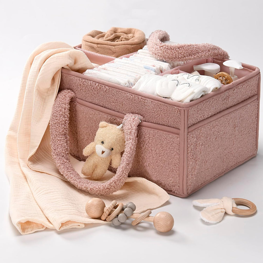 Elvoria Windel Organizer, Plüsch Sherpa, Aufbewahrungslösung für Babyspielzeug.