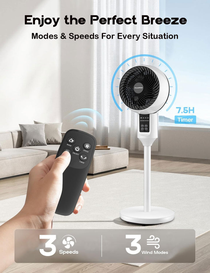 Aerion Tisch- & Standventilator Kombi, einstellbar für gezielte Luftzirkulation und Kühlung.
