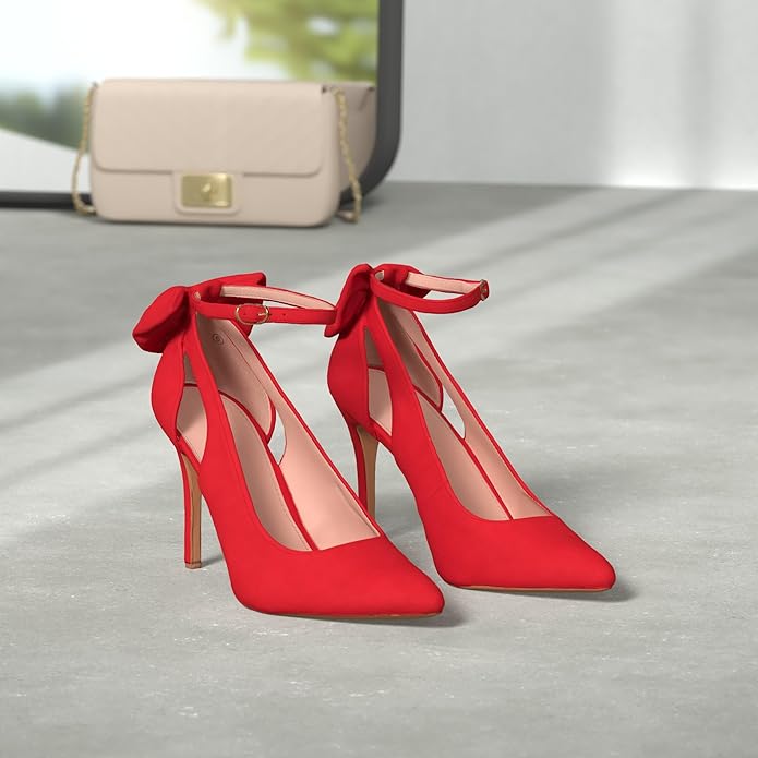 Glamouröse High Heels Pumps für Damen, mit schimmerndem Obermaterial & einer eleganten Schleife.