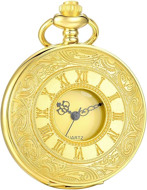 Vintage Taschenuhr aus Legierung, unisex, klassisches Zifferblatt, mit robuster Kette.