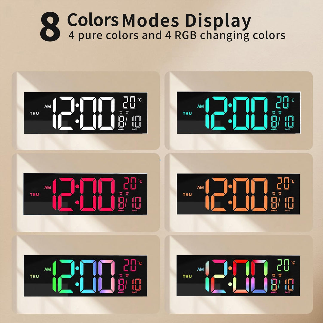 Lumeris 16-Zoll RGB Tischwecker, digital, mit klarem Display und Fernbedienung. Modernes Design für Büro & Zuhause.