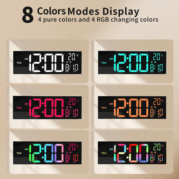Lumeris 16-Zoll RGB Tischwecker, digital, mit klarem Display und Fernbedienung. Modernes Design für Büro & Zuhause.