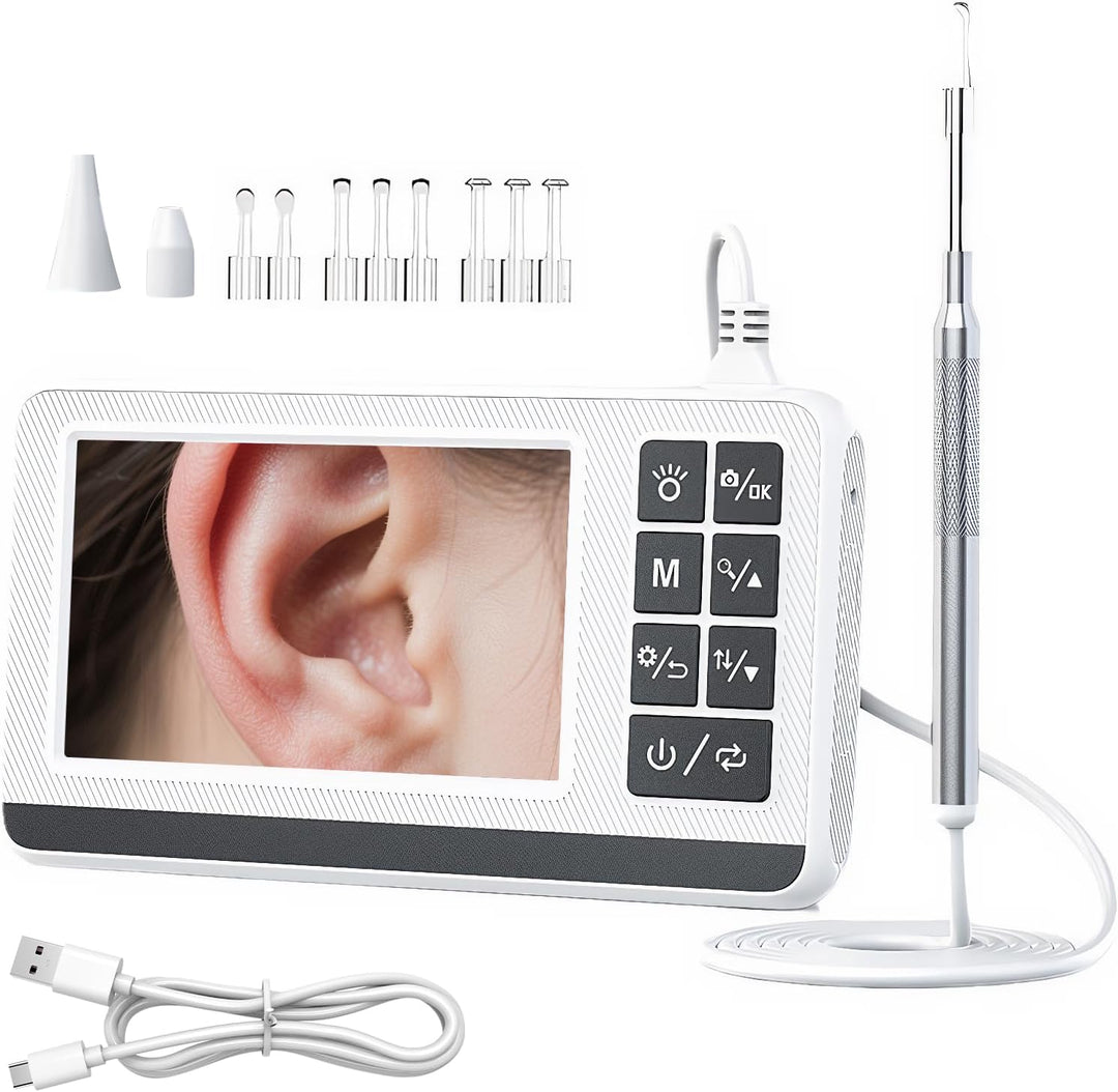Digitales Ohrmikroskop Claryon mit 3.9mm HD-Kamera und 4.3-Zoll Bildschirm für präzise Ohrenpflege & Hygiene.