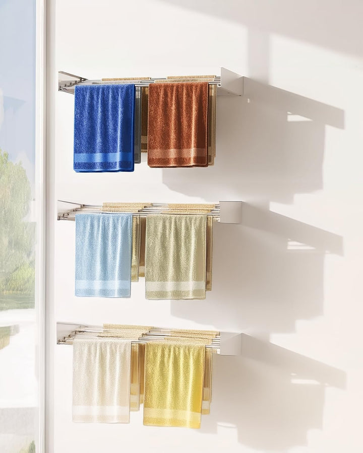 Vielseitiges Wand-Trockenregal, klappbar, robust. Platzsparender Wäschetrockner perfekt für Waschküche, Bad & Balkon.
