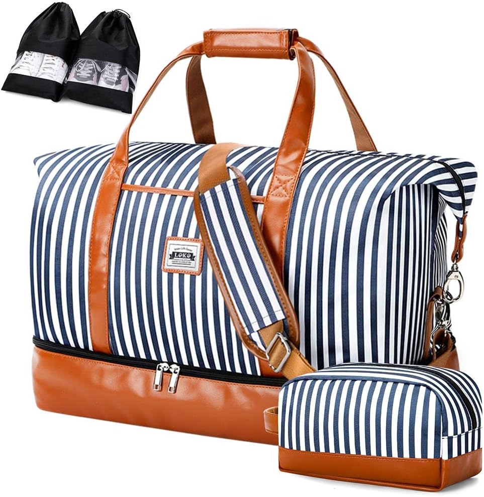 Hochwertige 50L Unisex-Duffel, schwarz, wasserdicht, mit Schuhfach und Kulturbeutel für Reisen.