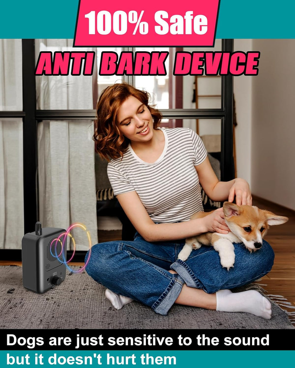 Handliches wiederaufladbares Ultraschall Antibellgerät zur einfachen Erziehung und Bellkontrolle bei Hunden.