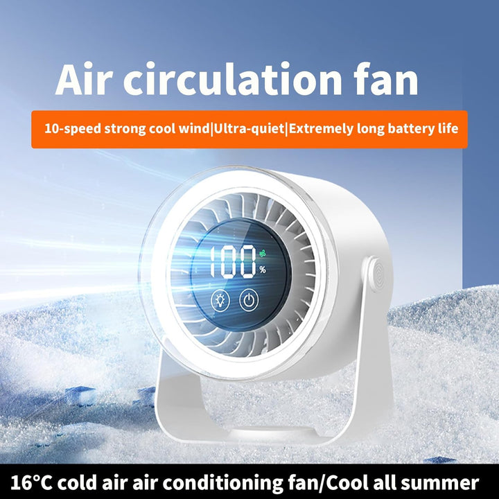 Auralis Mini-Ventilator in Weiß, leise & effizient, ideal für Arbeit & Entspannung.