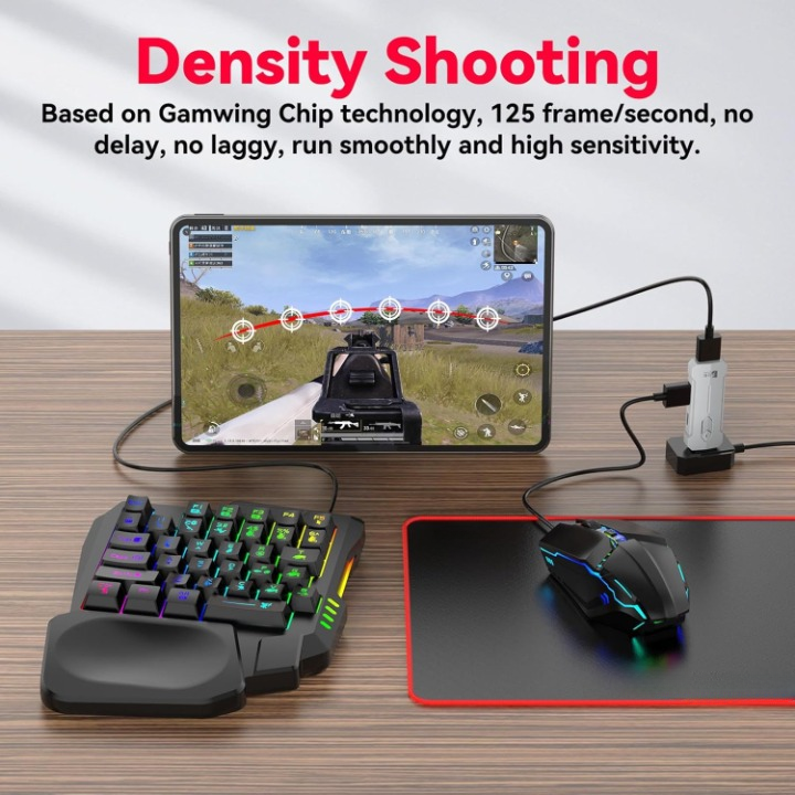 Zyvorn Adapter-Set für RGB Gaming-Tastatur & Maus, ermöglicht reibungsloses Spielen auf PC & Mobilgeräten.