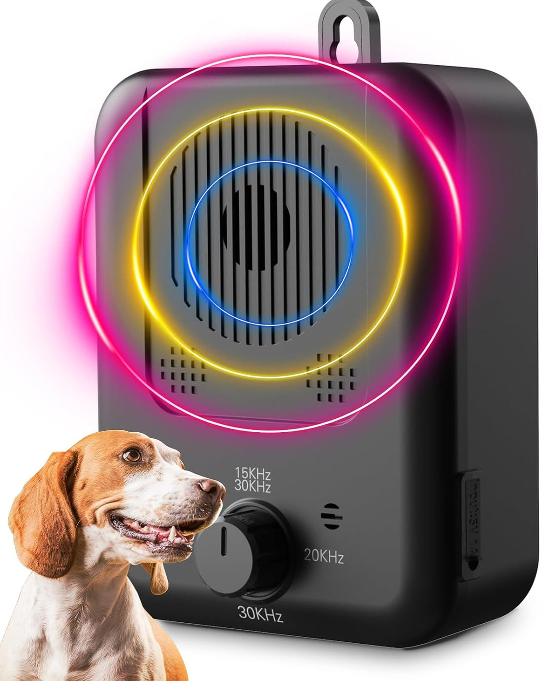 Wiederaufladbares Ultraschall Anti-Bellgerät für Hunde, Calvero. Effektive Bellkontrolle bis 15m Reichweite.