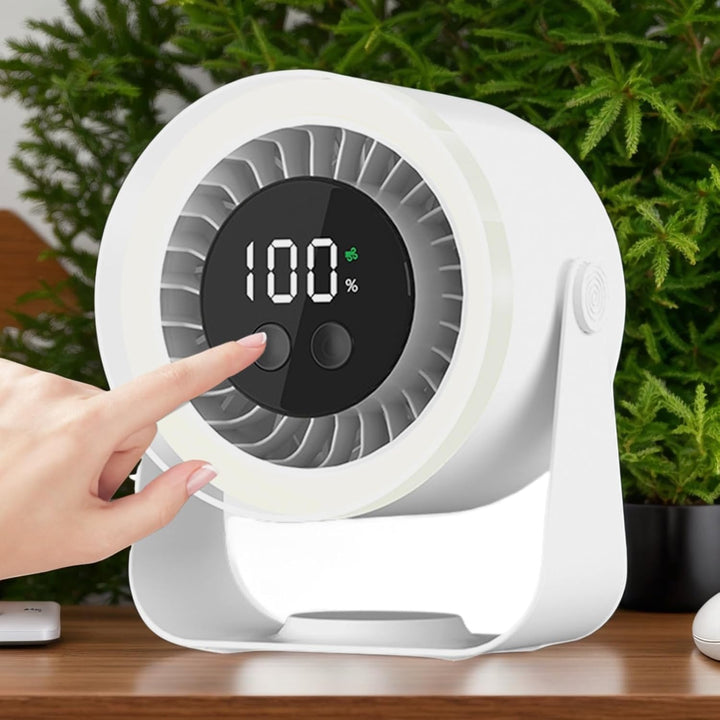 Weißer Auralis USB Tischventilator, leise & kompakt, ideal fürs Büro & Zuhause.