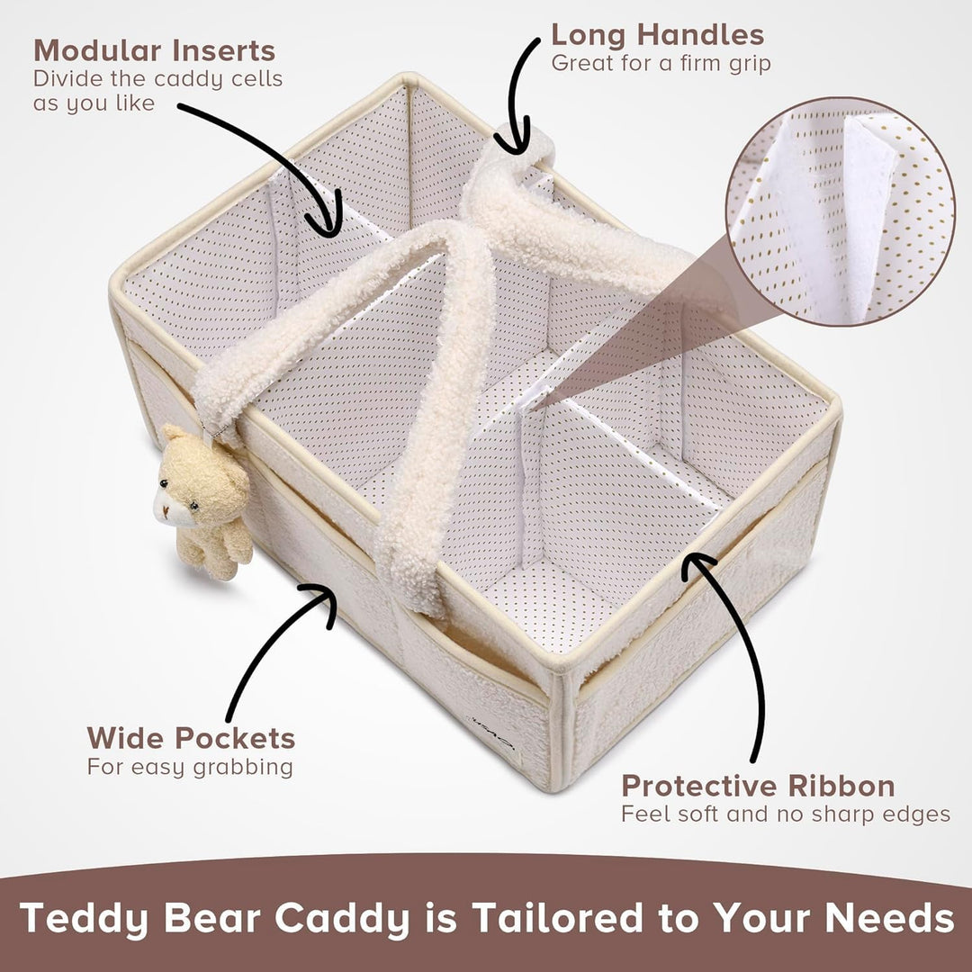Elvoria Baby Windel Caddy Organizer aus Plüsch Sherpa für ein geordnetes Zuhause.