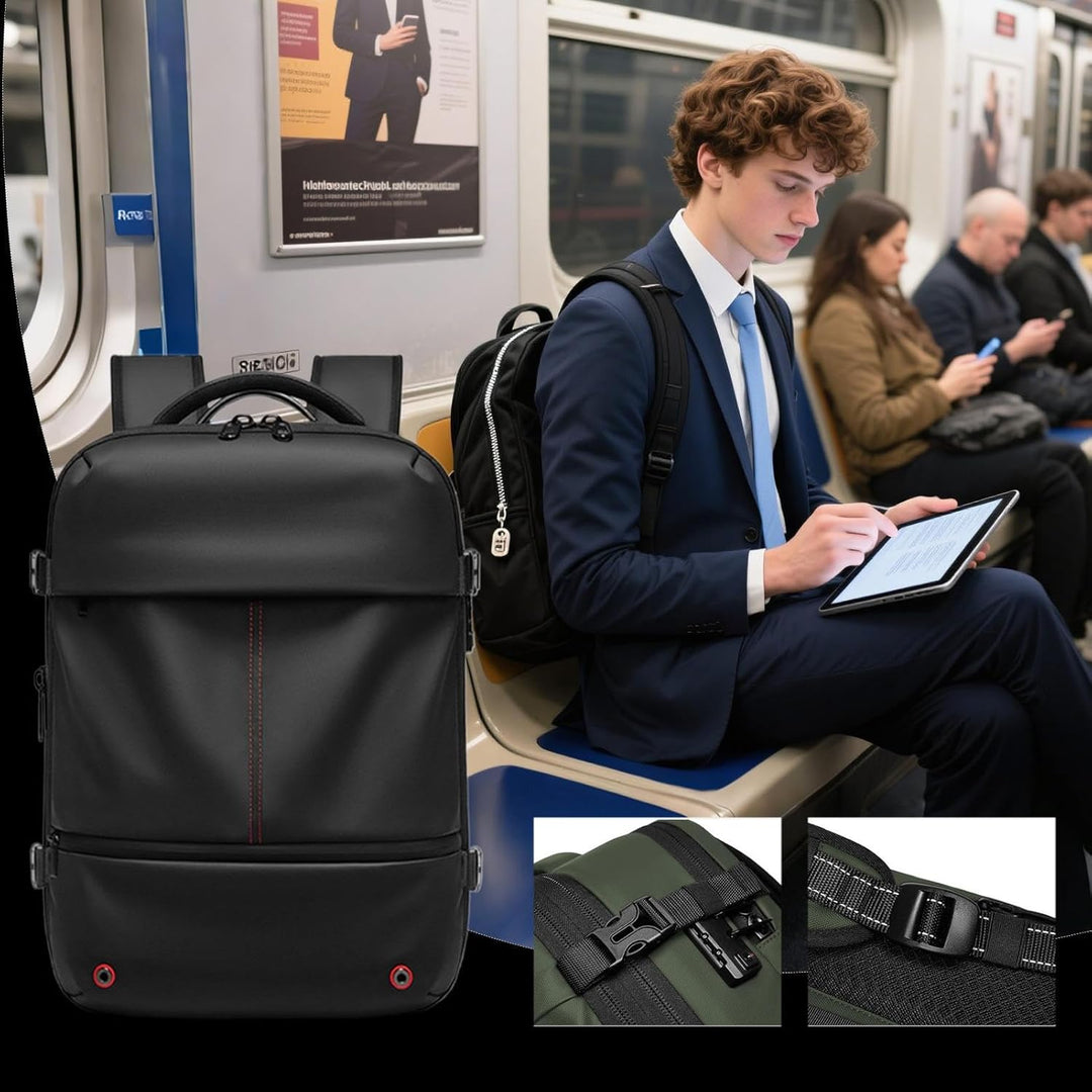 Packen des Arvid Reiserucksacks: Kleidung mit Vakuumkompression, gut organisiert für die Reise.