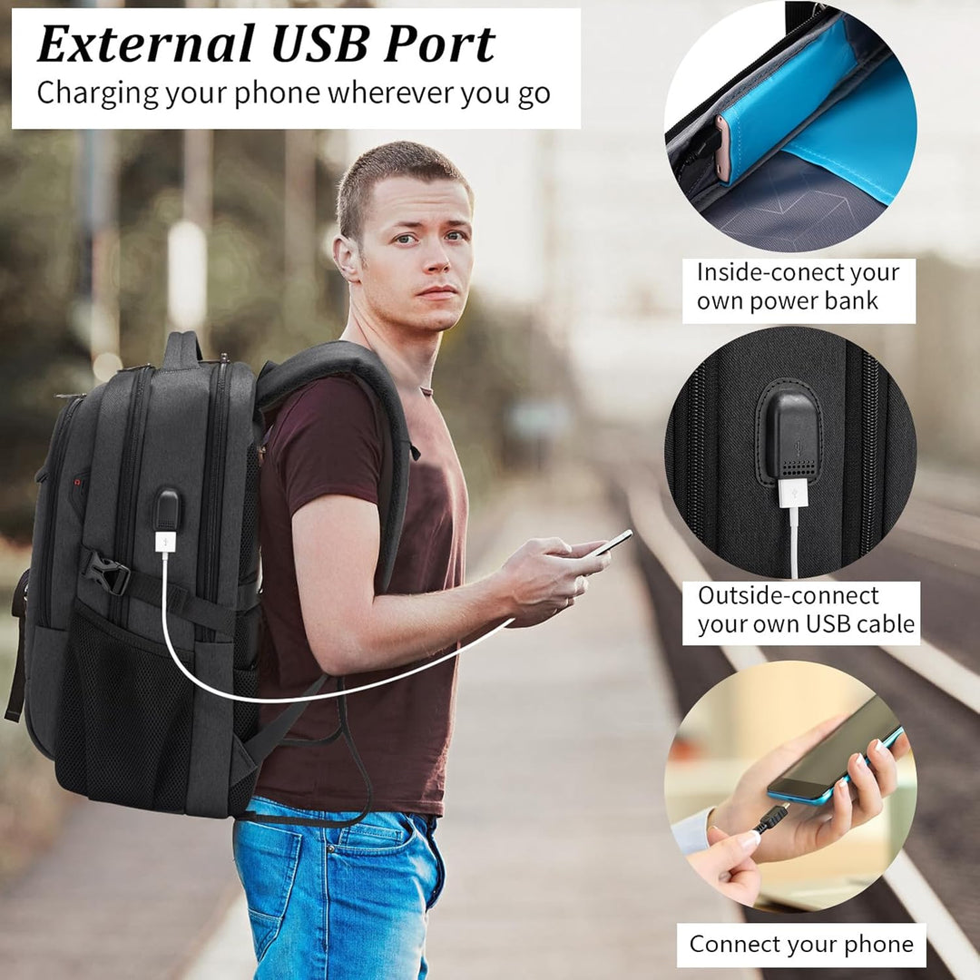 Tagesrucksack mit Laptopfach, USB-Port, Diebstahlschutz und praktischen Fächern.