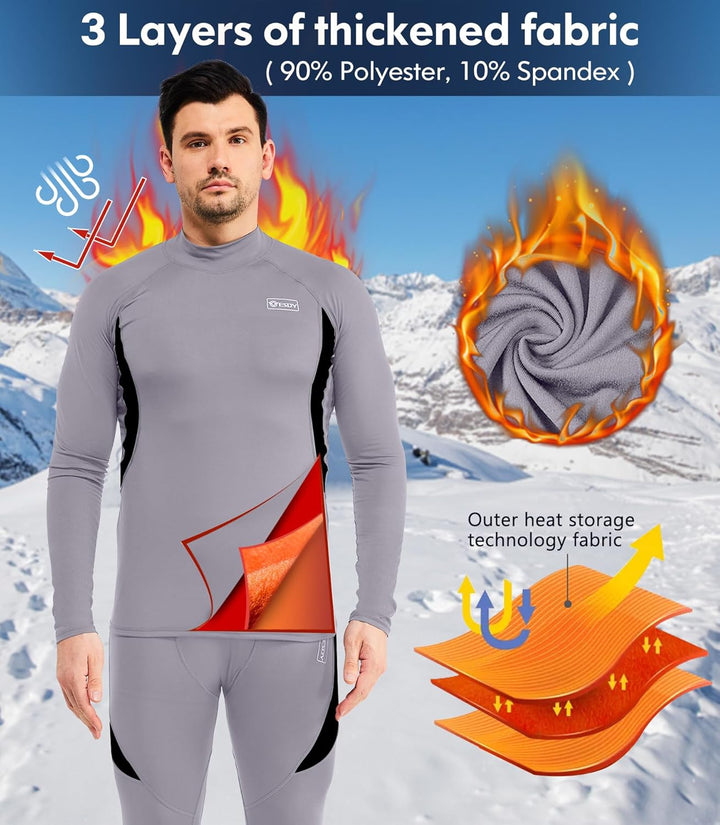 Warmes Herren Thermounterwäsche-Oberteil, langarm, feuchtigkeitsableitend, für Wintersport & Komfort.