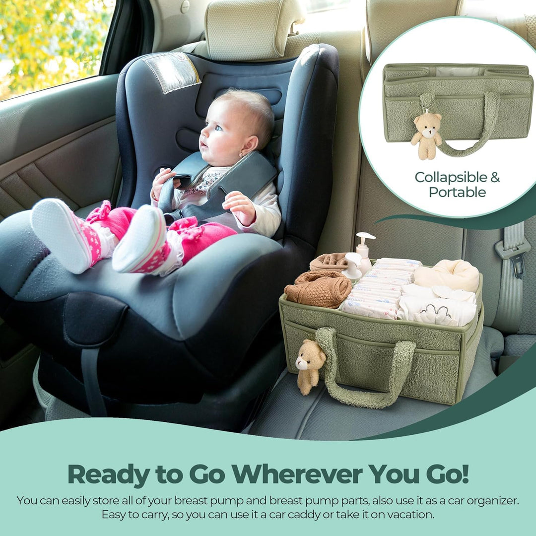 Plüsch Sherpa Windel Organizer Elvoria, ideal für Babyausstattung & Kinderzimmer.