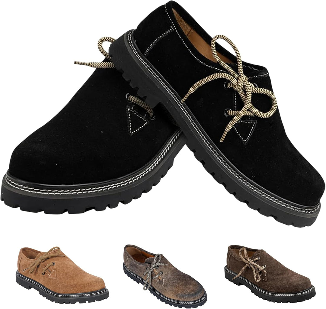 BergLeder Haferlschuhe für Herren, braunes Wildleder, traditionelle Trachtenschuhe für festliche Anlässe.