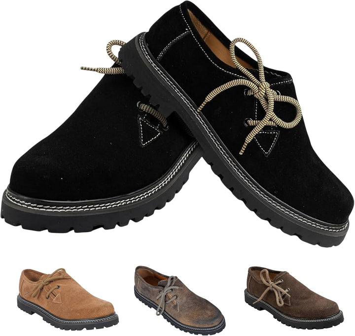 BergLeder Haferlschuhe für Herren, braunes Wildleder, traditionelle Trachtenschuhe für festliche Anlässe.