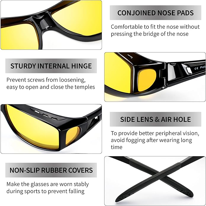 Sichere Fahrten bei Nacht: Komfortable, polarisierte Nachtfahrbrille für verbesserte Sicht.