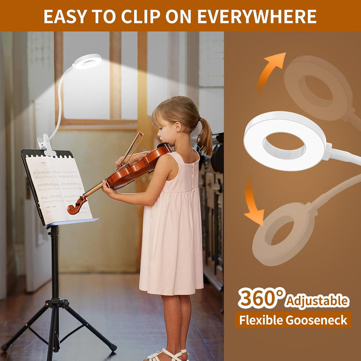 Kompakte LED Klemmlampe mit 3 Farbmodi. Flexibler Schwanenhals, energiesparend, ideal für kleine Räume.