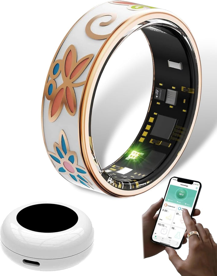 Unisex Smart Wellness Ring Aurina, Schwarz, mit Fitness- & Schlaftracker für iOS/Android.