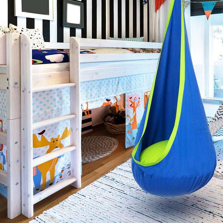 Entspannender Hängesessel für Kinder, fördert Ruhe & Kreativität im Kinderzimmer.