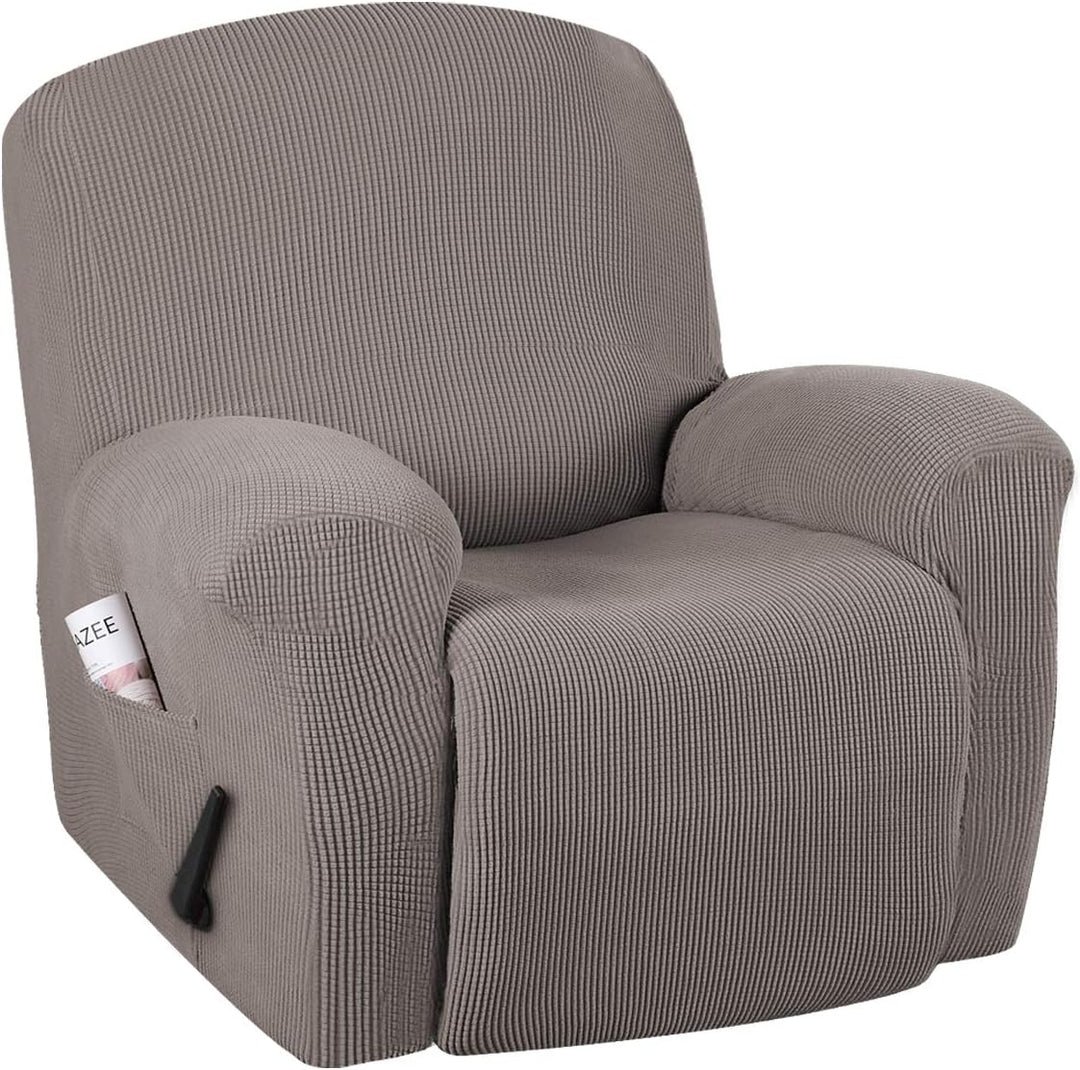 Schutzhülle für Ruhesessel im Wohnzimmer. Dehnbar & perfekt passend. Erneuert alte Sitzmöbel.