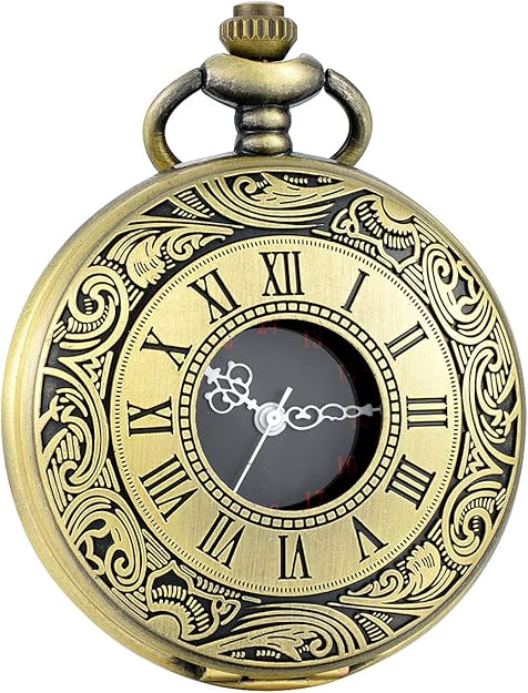 Kleine Vintage Unisex Taschenuhr mit Kette, präzises Quarzwerk, modisch und zeitlos.