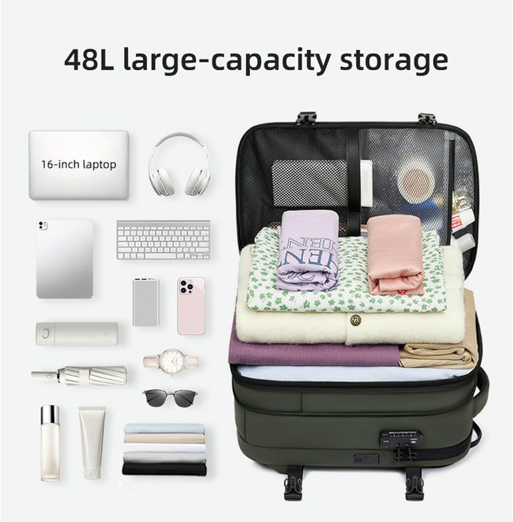 Vielseitiger Arvid Reiserucksack: wasserdicht, erweiterbar, Kompression, Organisation, Unisex Reisegepäck.