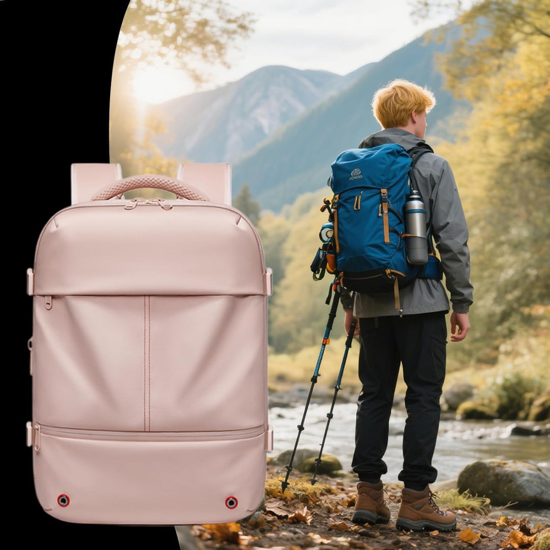 Großer, erweiterbarer Arvid Rucksack mit Kompression; ideal für längere Trips & Urlaube. Wasserdichtes Reisegepäck.