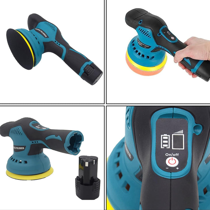 Ergonomischer, kabelloser Akku Polierer, leicht zu handhaben für komfortables Polieren, Wachsen & Schleifen.