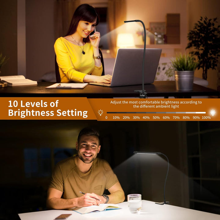 Praktische LED-Schreibtischlampe mit Klemme und USB, augenschonend für Home Office & Basteln, energiesparend.