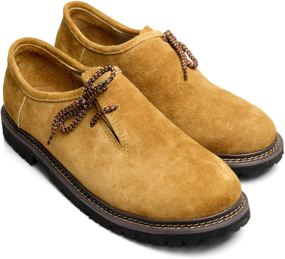 Braune Leder-Haferlschuhe für Herren, traditionell und bequem für Alltag & Feste.